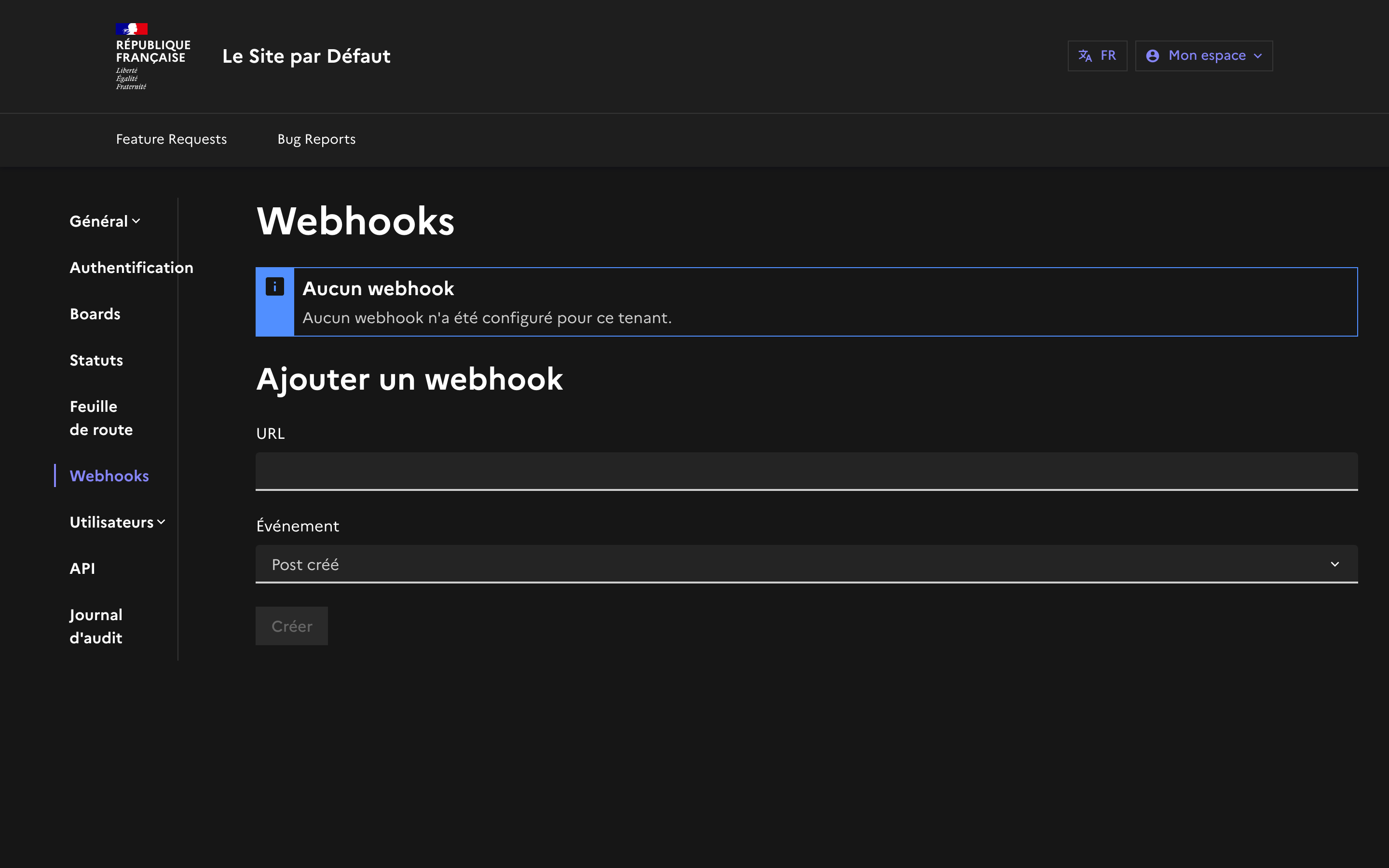 Configuration des webhooks